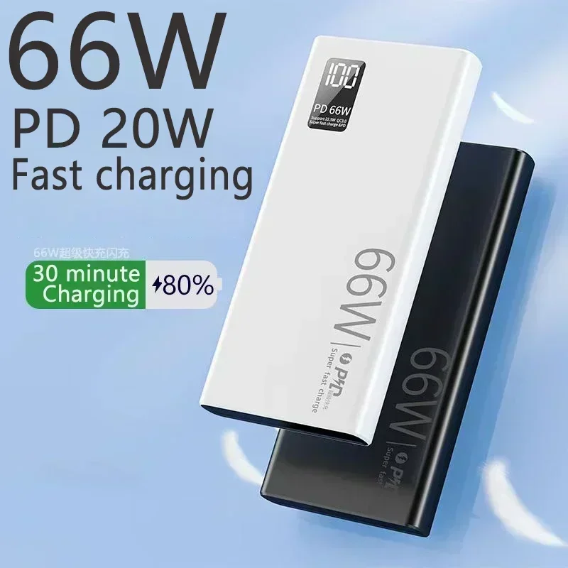 SU Power Bank 30000 мАч 66 Вт Сверхбыстрая зарядка для iPhone 15 13 14 Huawei Xiaomi Samsung PD 20 Внешнее