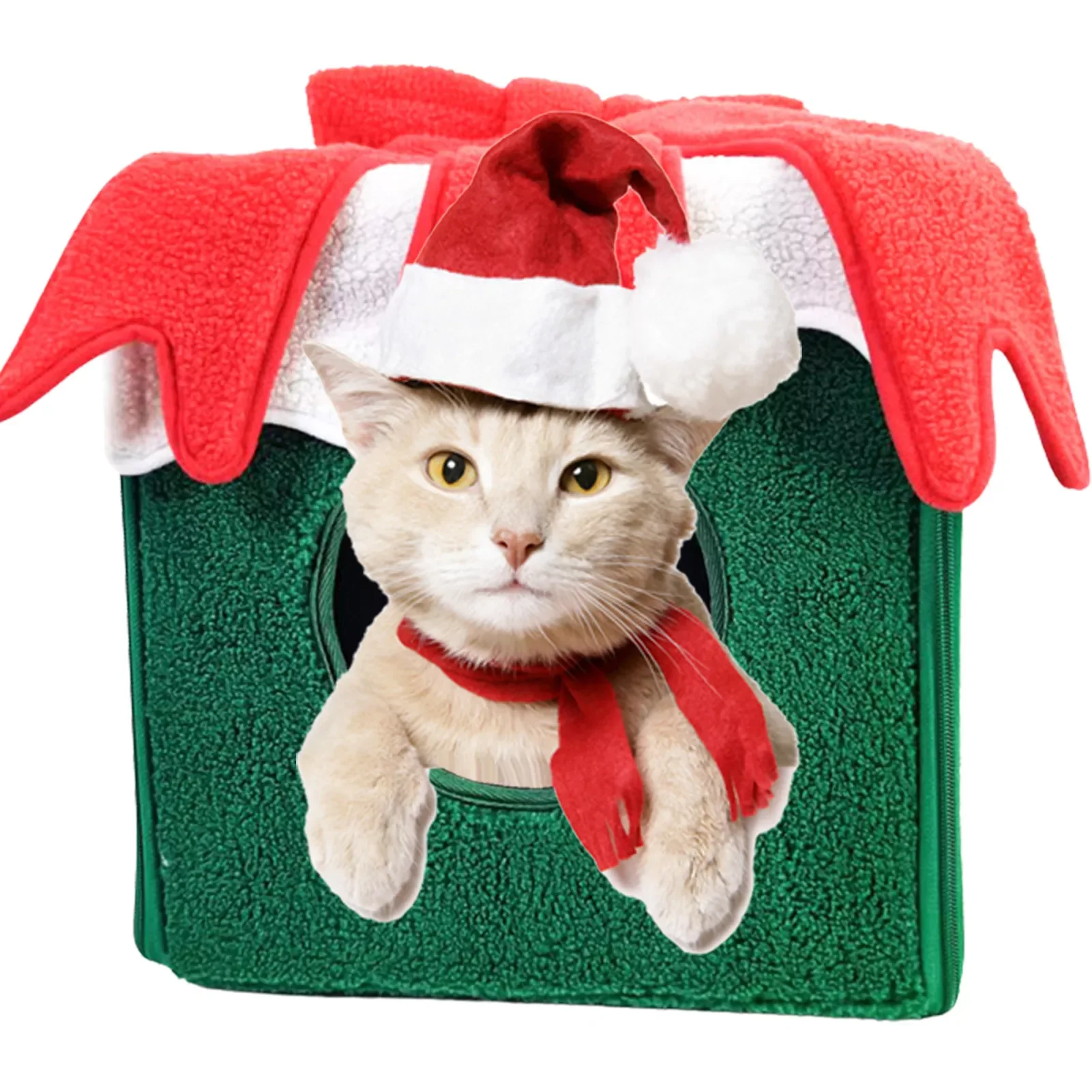 

Christmas Gift Box Shape Beds Dog Kennel Soft Warm Winter Closed Pet Sleeping Nest Pet Supplies for Small Pets Cats Dogs