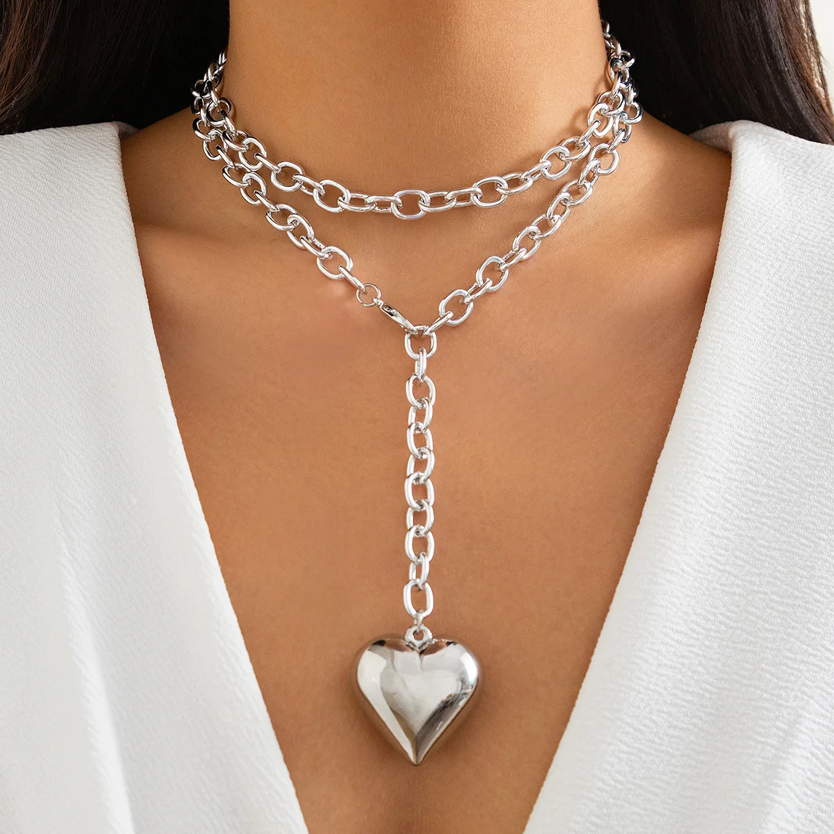 Большой CCB сердце кулон ювелирные наборы ожерелье браслет геометрическая