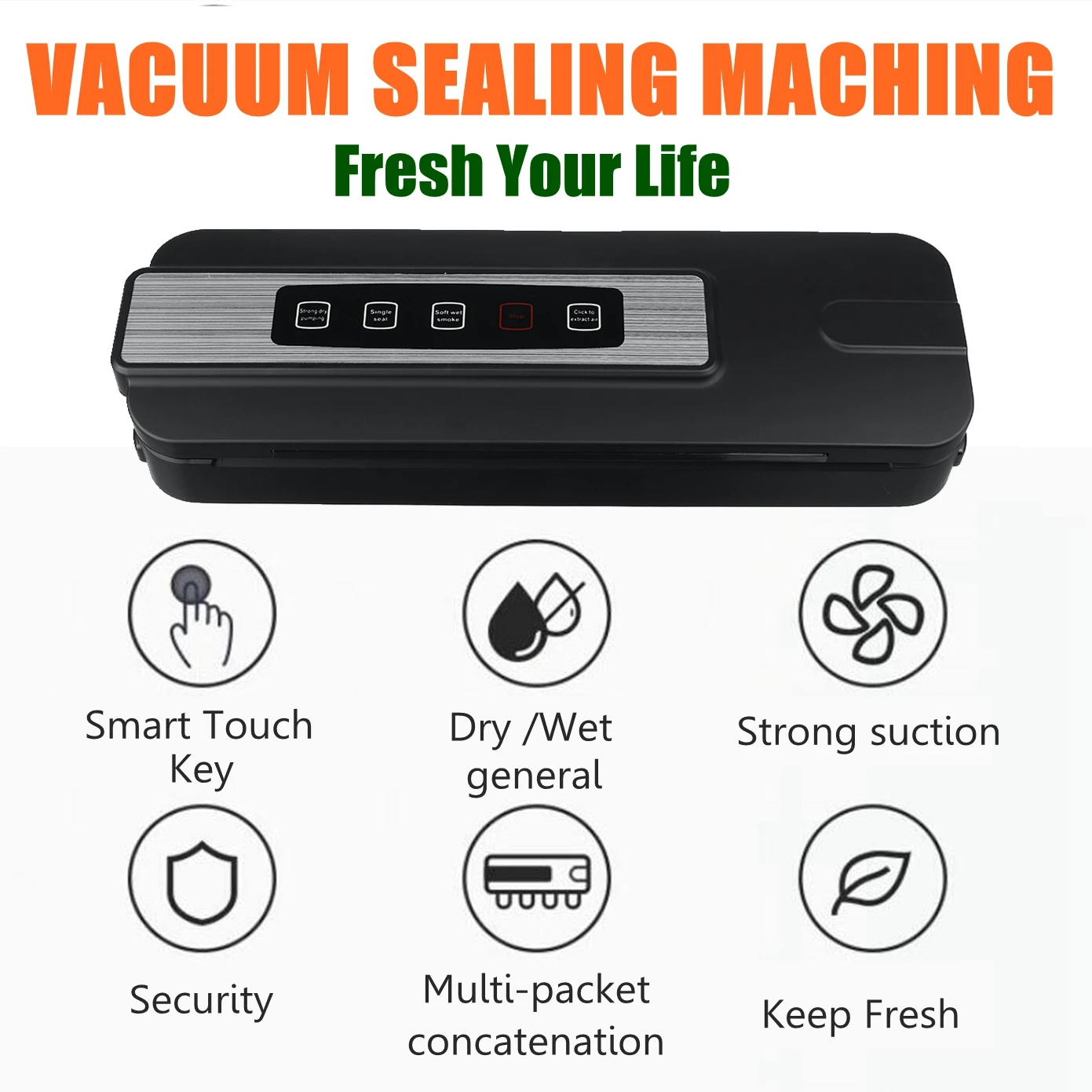ANYUFA Best Food Vacuum Sealer 220V/110V Automatic Commercial Household Food Vacuum Sealer Packaging Machine Include 10Pcs Bags