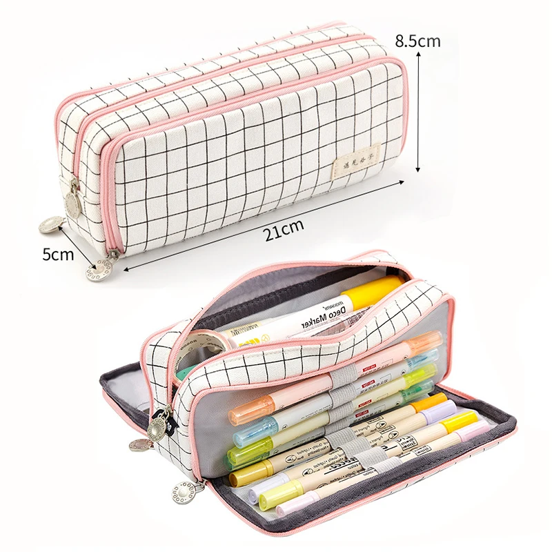 

Large Capacity Pencil Case Canvas Simplicity Pencil Case Office Stationery School Supplies Pencil Bag Pencil Pouch Stationery