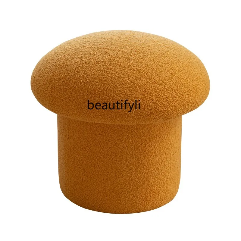 

GY Nordic Light Luxury Sofa Creative Mushroom Lambswool round Stool Living Room Stool Shoes Changing Stool Cloakroom Chair
