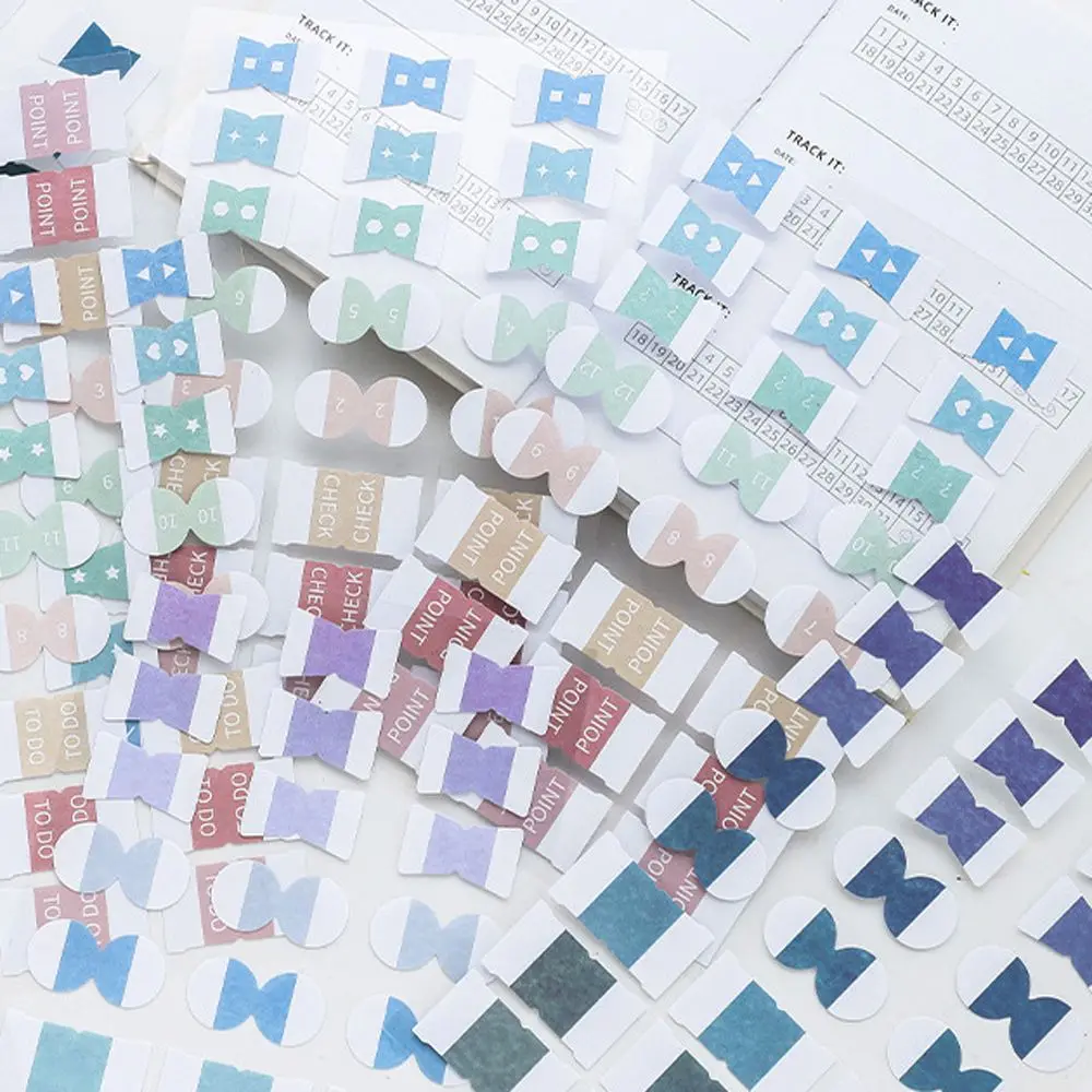 

8 Sheets Vintage Color Self-adhesive Index Label Sticker Flags Tabs Page Markers Paper Student Office Supplies Stationery