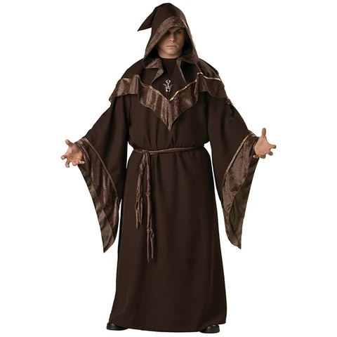 Волшебник среднего возраста, костюмы для косплея для взрослых, для Хэллоуина, карнавала, для выступления на сцене, винтажная длинная одежда средневекового монаха