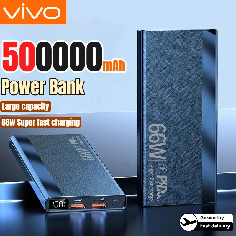 Фото Портативный внешний аккумулятор VIVO 500000 мАч с большой емкостью, сверхбыстрой зарядкой и LED-дисплеем для iPhone и Samsung №1