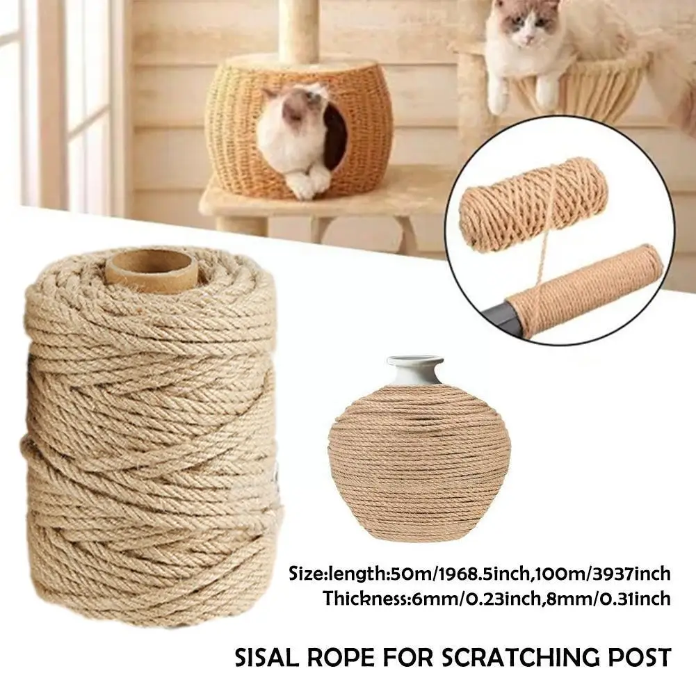 

Sisal Rope Tree Diy Scratching Post Toy Climbing Frame Replacement Rope Desk Legs Binding Rope For Sharpen Claw P3e8