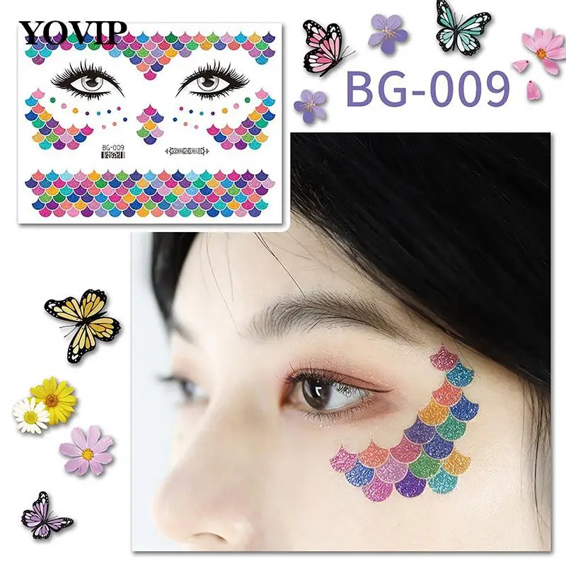 

Body Art Fake Tattoos Dance Music Festival Makeup Fairy Shiny Glittering Butterfly Tattoo Sticker Waterproof Eyes Face Stickers