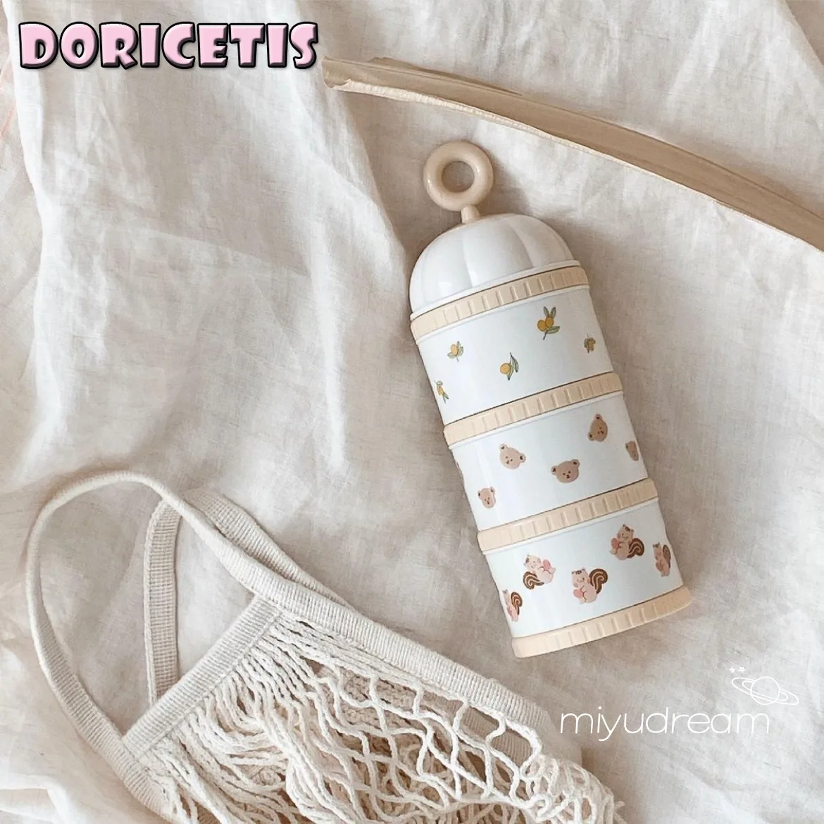 

Baby Food Storage Box Cute Cartoon Print Milk Powder Cans Children Snack Box Three Layers Storage Boxes Outdoor Portable Carry