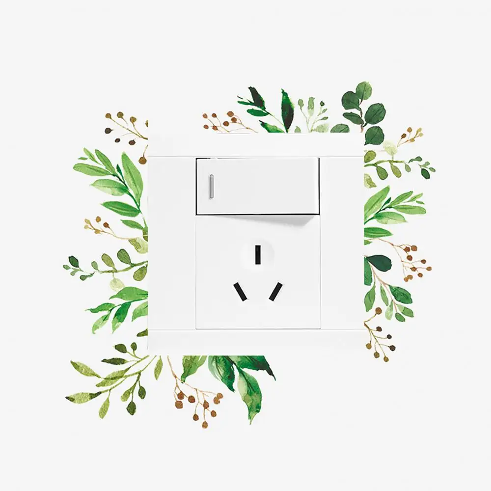 

Leaf Green Plant Personality Wall Sticker Light Switch PVC Home Decoration Decal