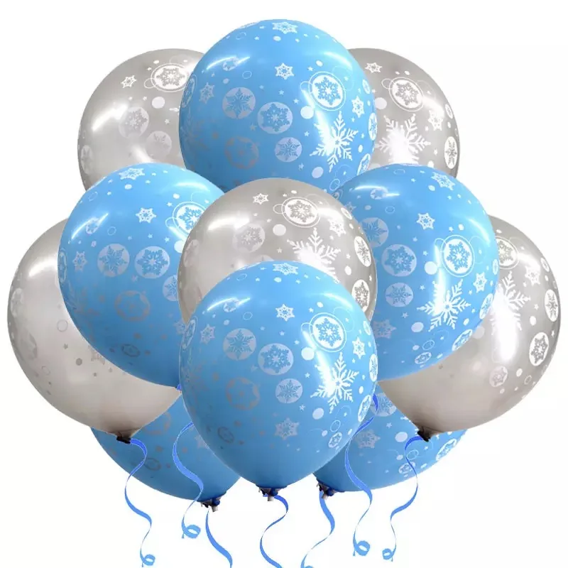 

12pcs Blue Silver Mix Latex Balloons Snowflake Christmas New Year Party Decortion Globos