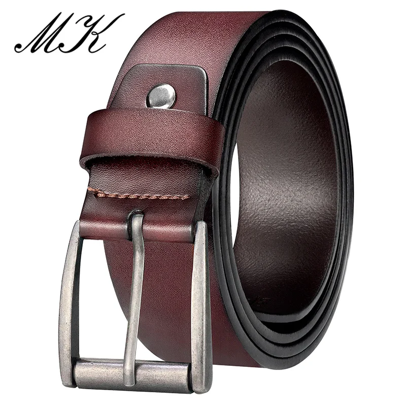 Maikun Genuine Leather Belts For Men For Jeans Trousers Men's Casual Vintage Alloy Pin Buckle Second Layer Leather Belt