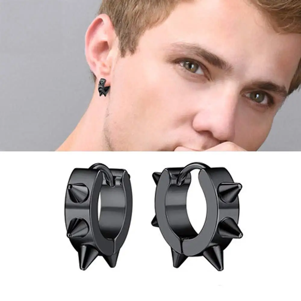 

New Hip-hop Stainless Steel Rivet Earrings Street Shooting Cool Non-mainstream Punk Pointed Cone Titanium Steel Earrings