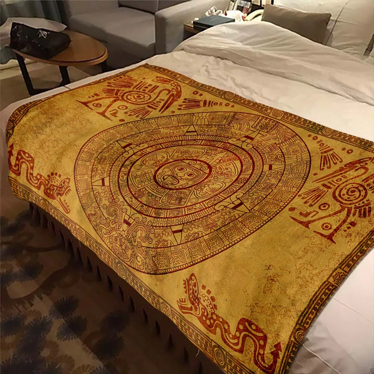 

Flannel Blanket Ancient Culture Soft Throw Blanket Hiking Picnic Bed Sofa Couch Fashion Bedspread Home Gifts Mayan Totem Printed