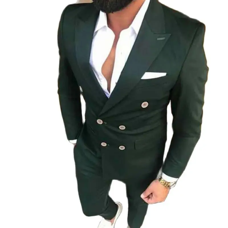 

Slim Fit Double Breasted Men Suits for Wedding Prom 2 Piece Custom Groom Tuxedos Male Fashion Costumes Set Jacket with Pants