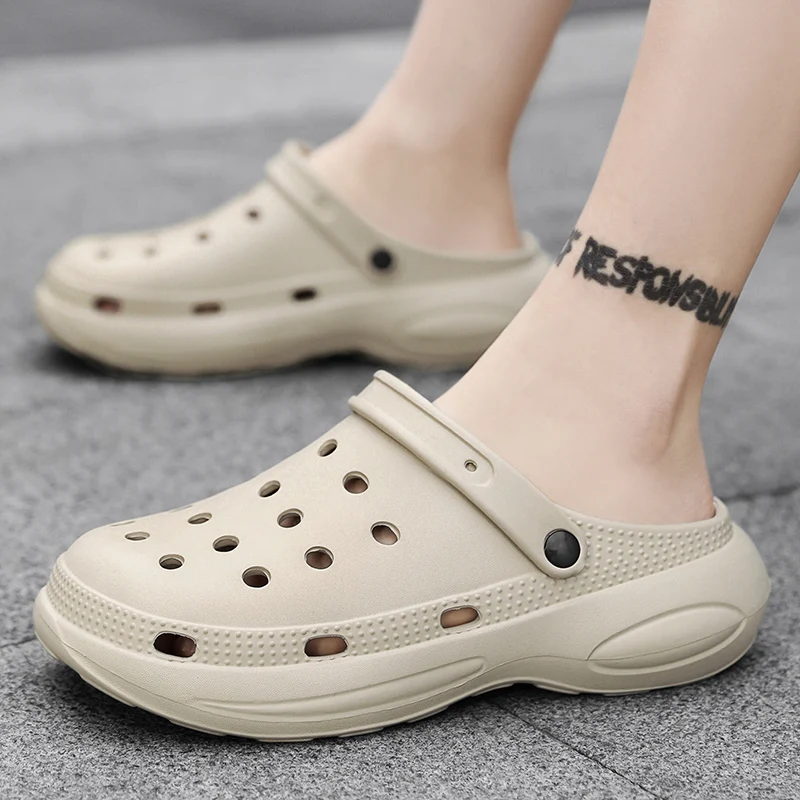 

2023 Men's Sandals Summer Slippers Hollow-Out Sandals High Quality Slippers Soft Sole Beach Sandals Thick Fashion EVA Sandals