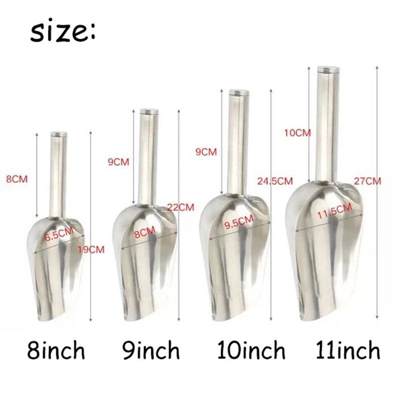 1Pcs Stainless Steel Ice Scoop Bar Pub Home Kitchen Cubes Spice Sugar Flour Nut Gadget Round Shovel | Дом и сад