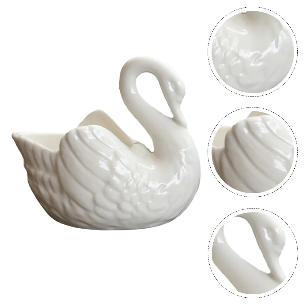 

Pot Planter Swan Ceramic Succulent Floweranimalpots Flowerpot Figurine Statue Whitefor Containerbonsai Planters Mini Decorative