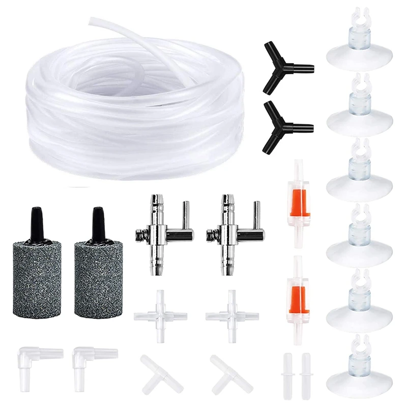 

Airline Tubing Aquarium Air Pump Accessories For Fish Tank With Air Stones, Check Valves, Suction Cups And Connectors