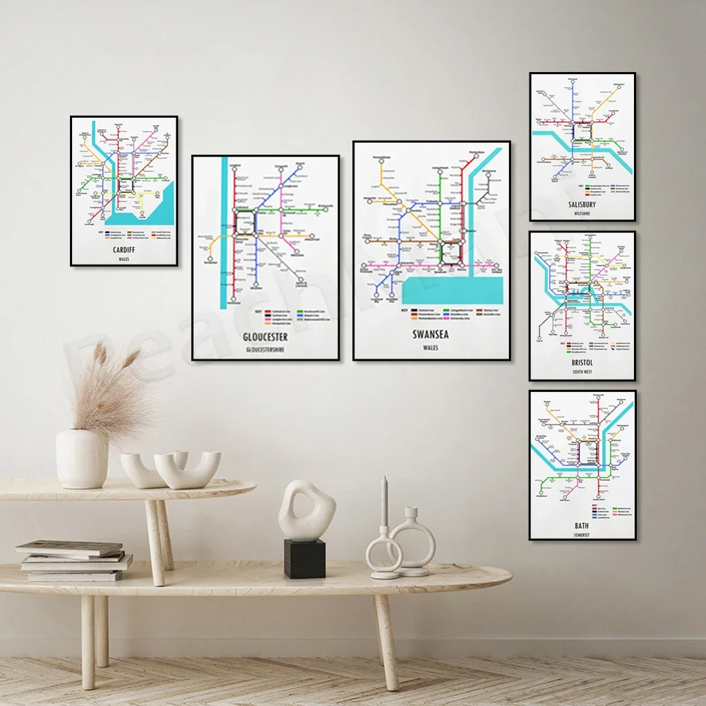 Worcestershire Birmingham West Midlands Nottingham Nottinghamshire плакат в подземном стиле с уличной картой