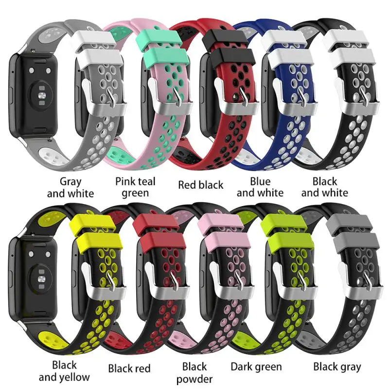 

With Stainless Steel Buckle Silicone Band Waterproof Silicone Strap For Huawei Watch Fit Watchband Sweatproof Smart Accessories