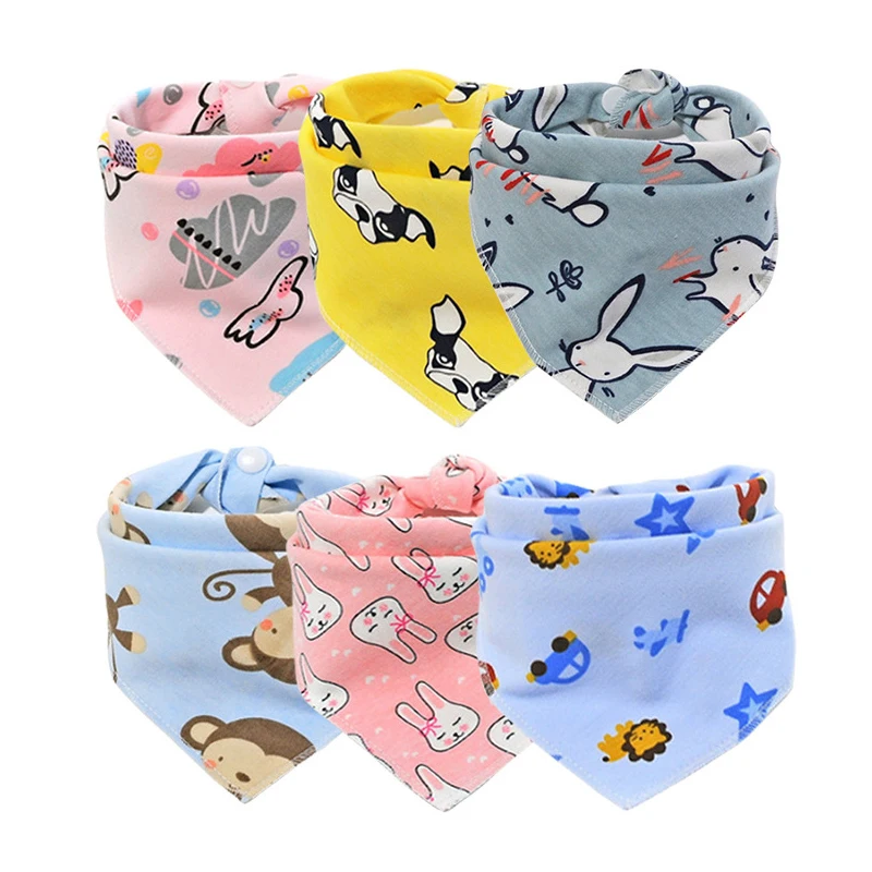 

Baby Bibs Triangle Double Cotton Bibs Cartoon Print Saliva Towel Baby Boys Girls Feeding Apron Head Scarf Cotton Bandana Bibs