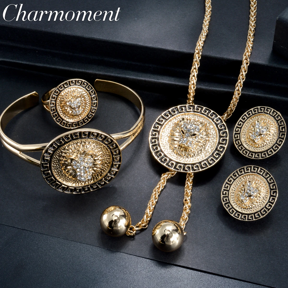 Роскошное колье из Дубая регулируемое кольцо с покрытием 18-каратного золота