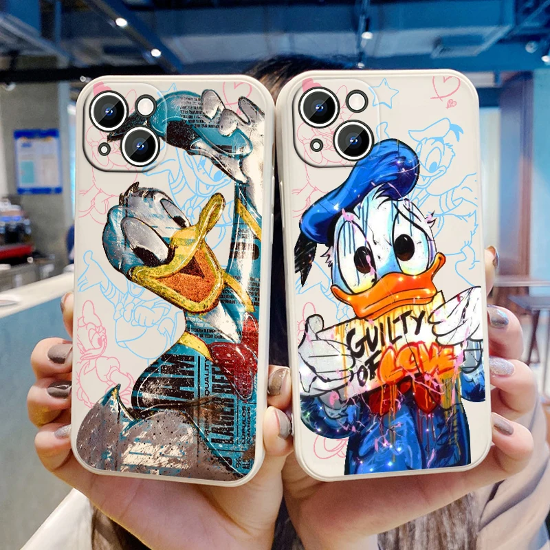 

Disney Cartoon donald duck For Apple iPhone 14 13 12 11 Pro Max Plus XS XR X 8 7 SE Liquid Rope Phone Case Cover Funda