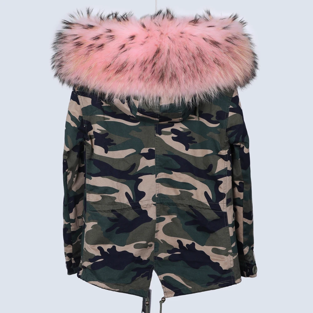 MAOKONG Real Fur Coat Raccoon Fur Collar Female Jacket Detachable Liner Warm Pie Overcoat ODDFOX Brand Real Fur Thick Warm coats