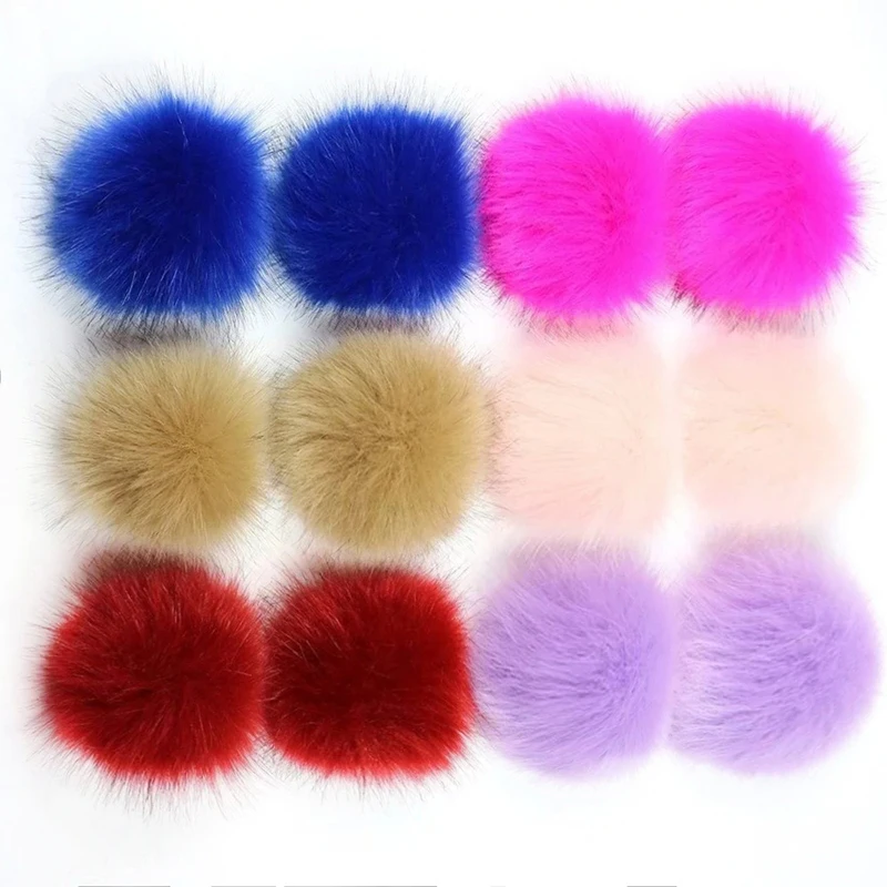 

12/14Pcs 8cm Coloful Pompon Ball Fluffy Fake Fox Fur Pom Pom Ball for Hats Bags Keyrings DIY Sewing Clothing Garment Pompom