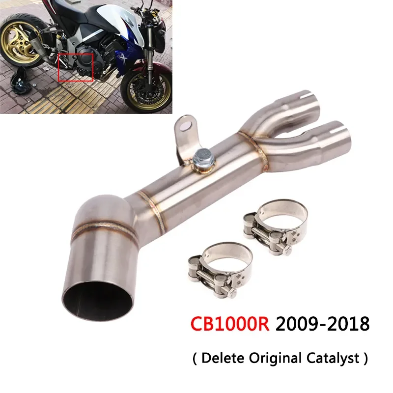 

NEW2023 Delete Catalyst for Honda CB1000R 2009-2018 Motorcycle Exhaust Pipe Mid Link Pipe Slip On Original Muffler Stainless Ste