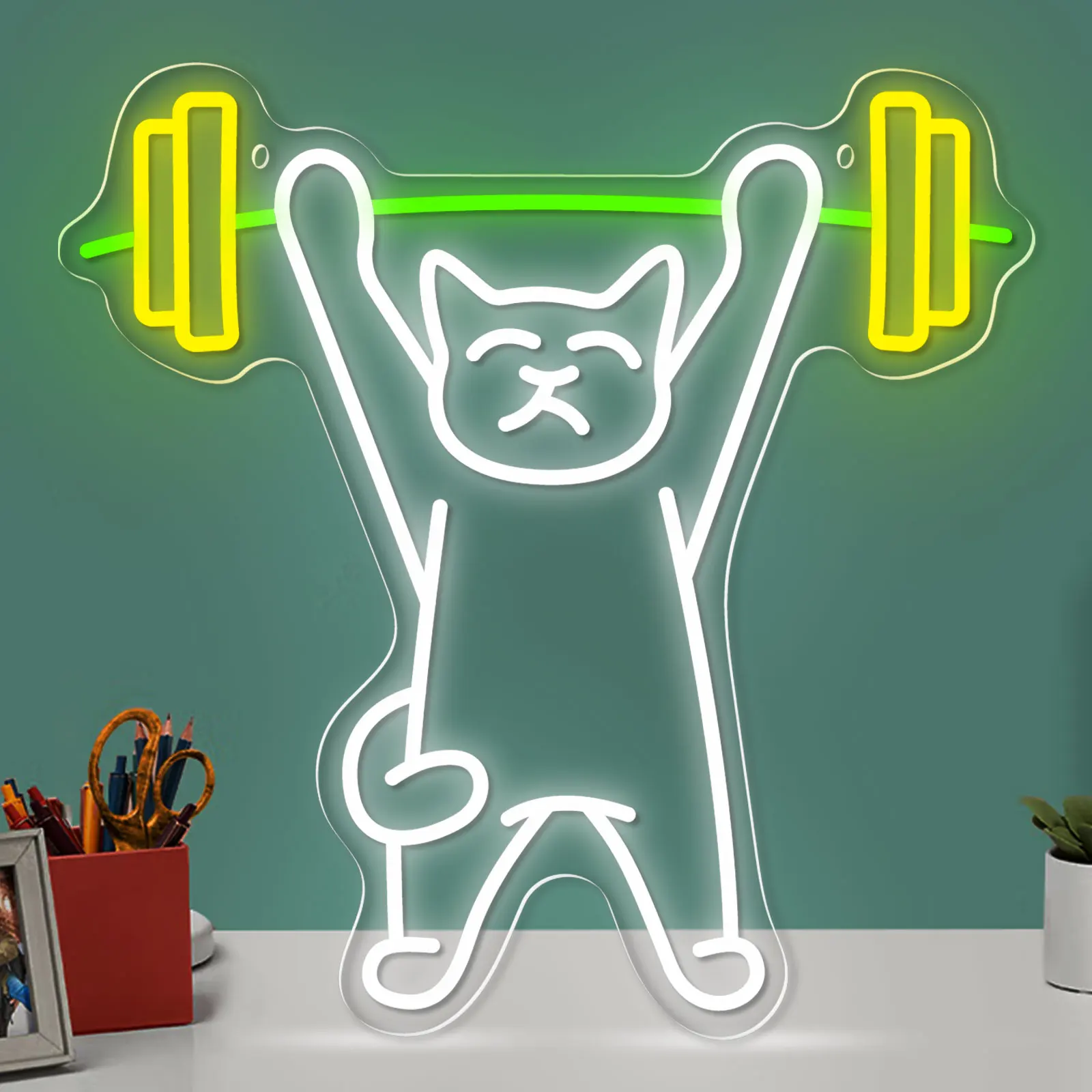 Неоновый Светильник Для Кошек С Регулируемой Яркостью Питание От USB Настенный