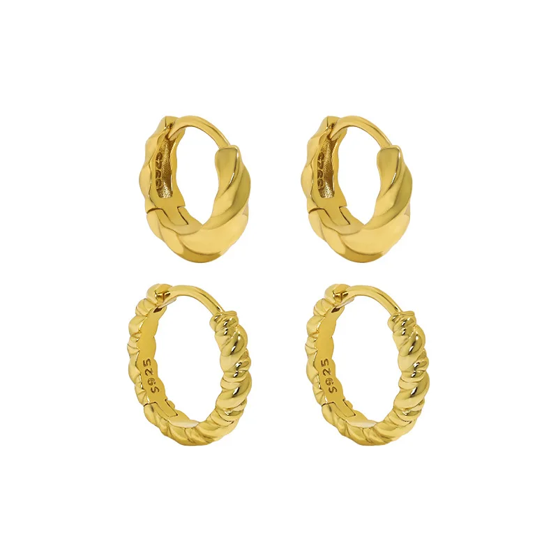 

Серьги-кольца женские геометрической формы из серебра 925 пробы с золотым покрытием