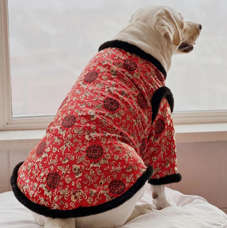 

Winter Spring Festival Dog Clothing Tang Suit Cheongsam Chinese New Year Big Dog Clothes Labrador Husky Golden Retriever Costume