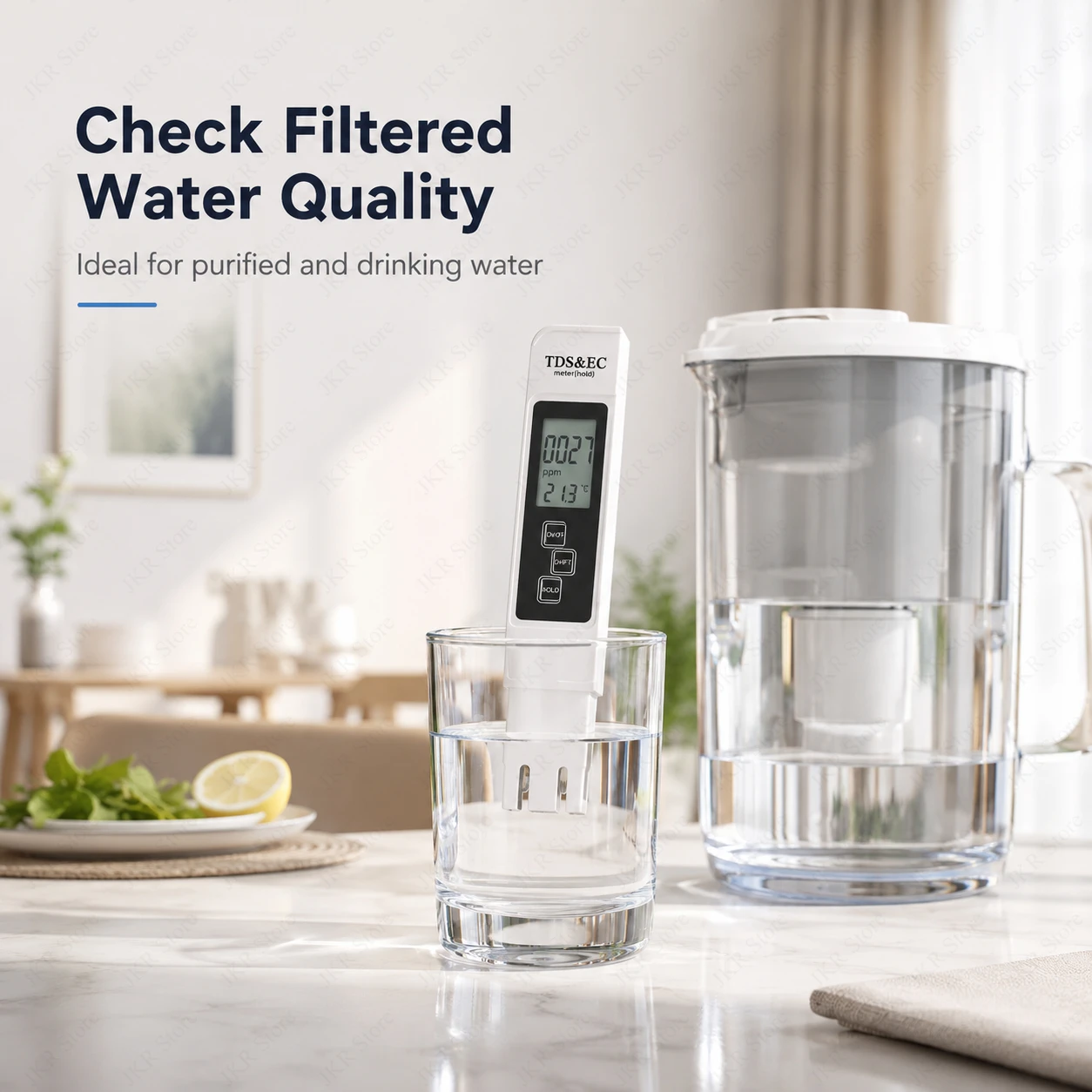 Фото Цифровой измеритель качества воды TDS/EC/PPM (0-9990) с функцией измерения температуры (TEMP) для аквариумов, рыбных прудов и питьевой воды. Набор для тестирования чистоты воды. №5