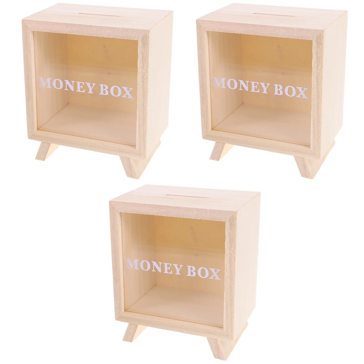 3x Piggy Bank Savings Bank Coin Banks Wood Piggy Bank Wooden Piggy Bank Savings Jar Money Saving Jar