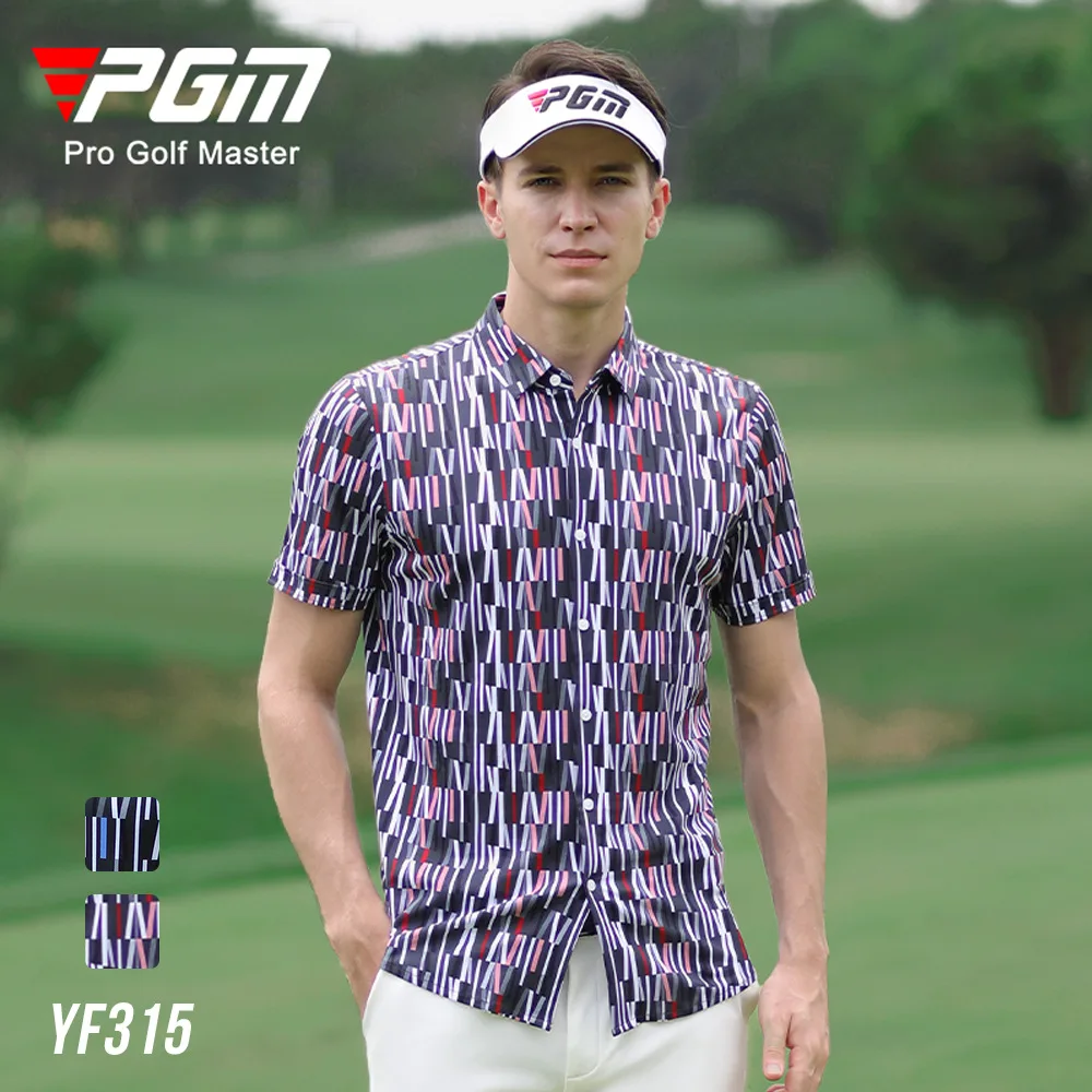 

PGM Golf Clothing Men's Short Sleeve T-Shirt Golf Leisure Printed Cotton Men's Top