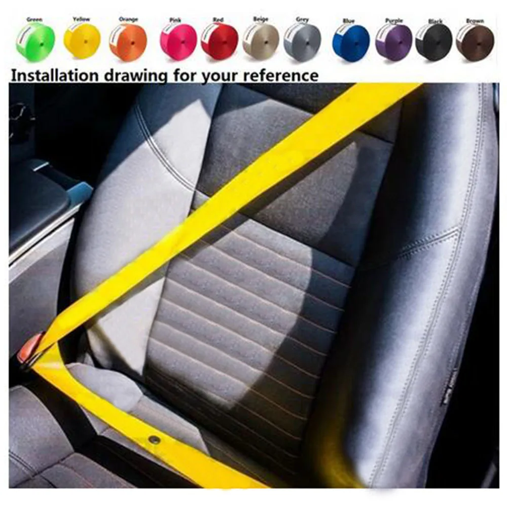 

380cm Car Safety Seat Belt 2Inch High Strength Thicken Webbing Racing Climbing/obstacle Courses Replacement Worn Harness Strap