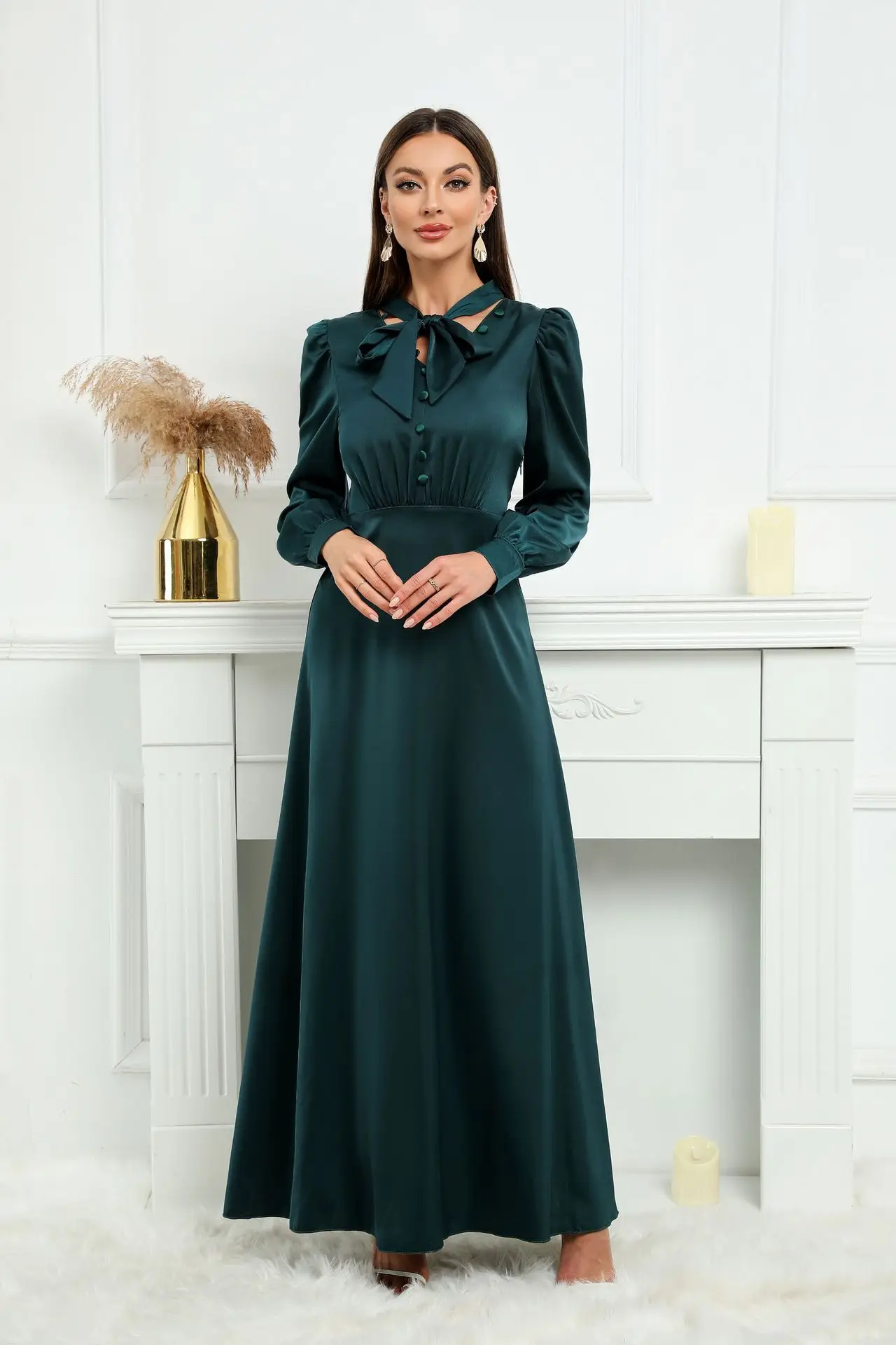 

2023 Eid Muslim Dress Khimar Abaya Long Sleeve Islam Party Abayas Women Dubai Kaftan Muslim Dresses Robe Elegant Vestidos