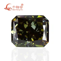 dark brown color rectangle shape radiant brilliant crushed ice cut cubic zirconia loose stone cz stone