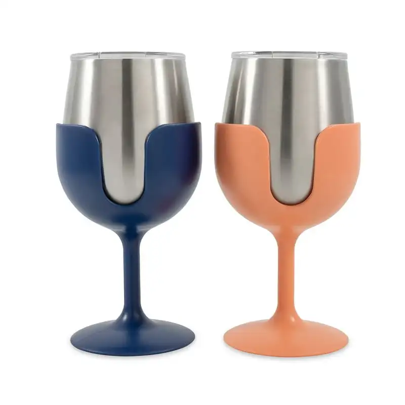 

is Better at The Campsite Camper/RV Wine Tumbler | Kitchen Grade Stainless Steel, Navy and Peach, 2-Pack (51917) Water bottles f