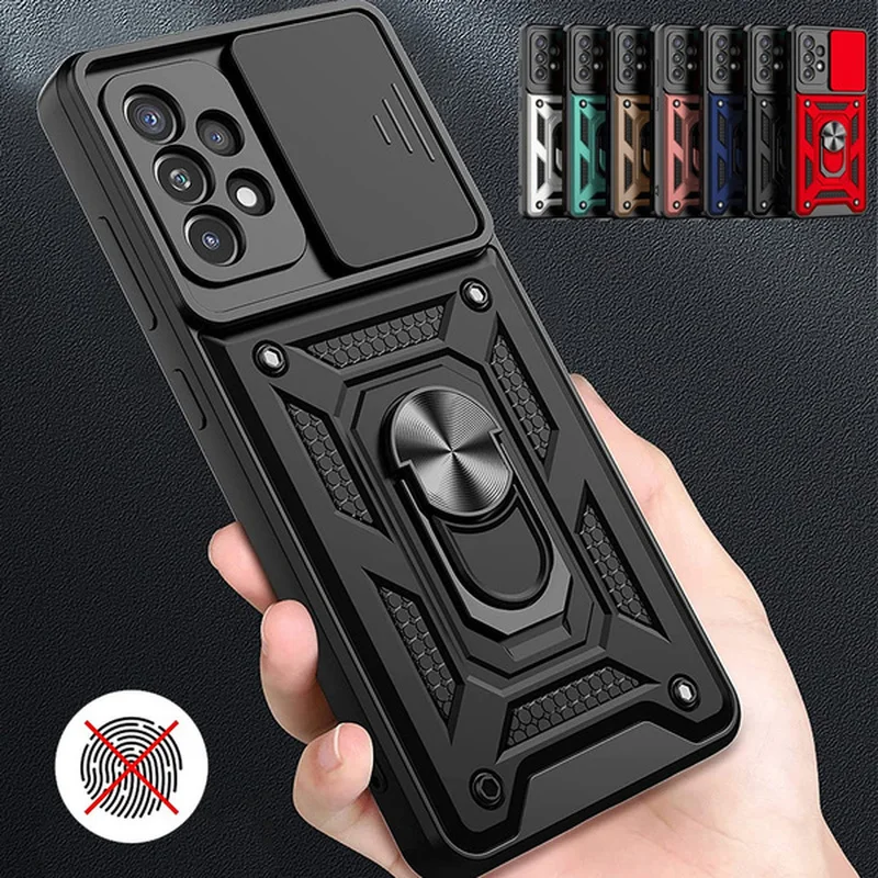 

Luxury Shockproof Armor Slide Camera Lens Protection Phone Cases For Samsung S22 Ultra A73 A53 A33 A13 5G Coque Cover