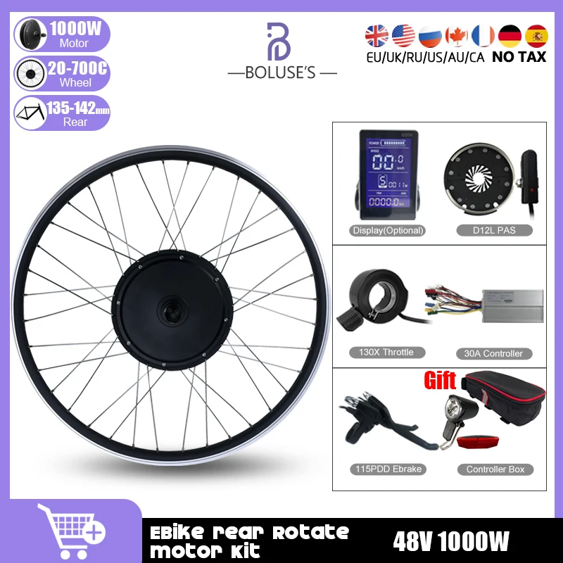 

eBike Kit 48V1000W Rear Rotate Hub Motor Wheel Rim 20-29inch700C With S900 For Electric Bicycle Conversion Kit Brushless Motor