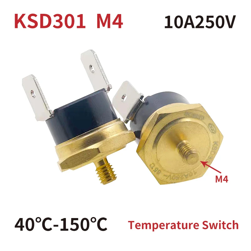 

Медный биметаллический термостат KSD301 M4 10A 250V NC 40-150°C