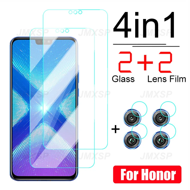 Закаленное стекло 4 в 1 для Huawei Honor 9X Lite 9A 9C 9S Защитное 8X 7X 8A 7A 8S 7S 8C 7C защитная пленка