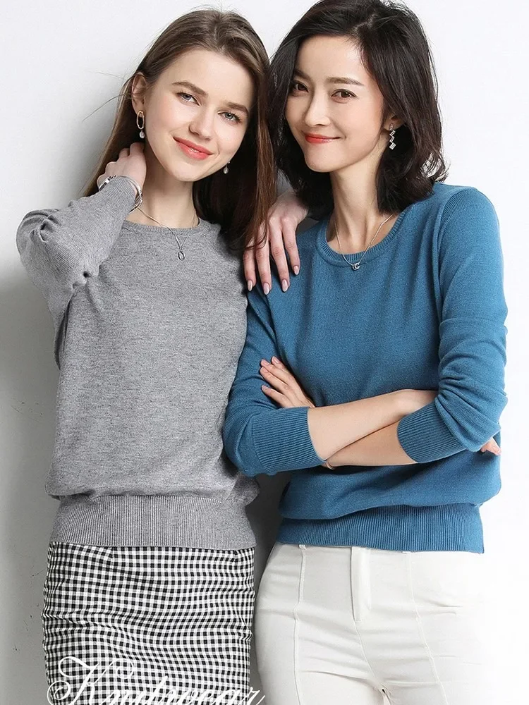 ZJAISS 2024 элегантный базовый осенне-зимний свитер женский пуловер с круглым вырезом