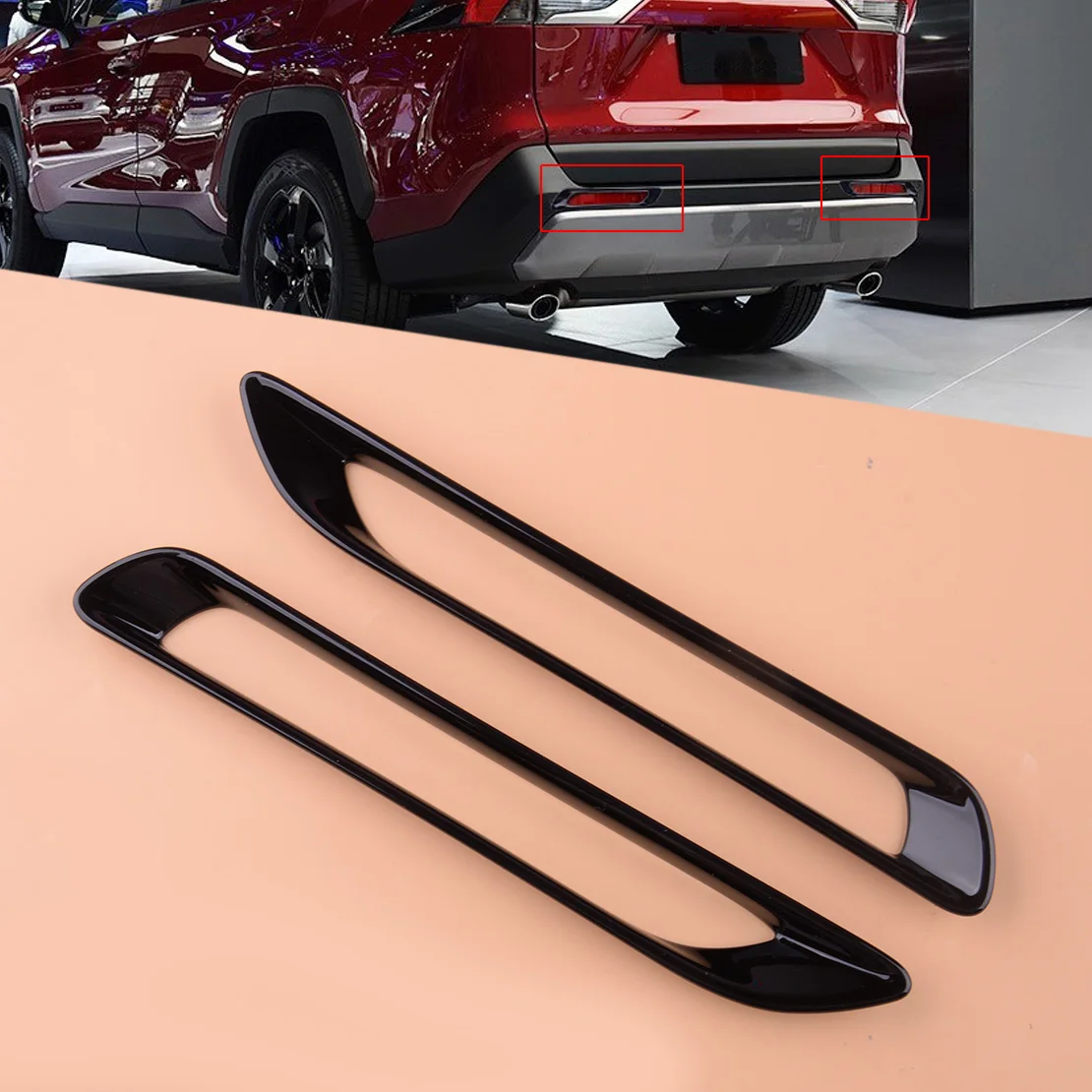

ABS 1 пара черных задних противотуманных фар, накладка на лампу, подходит для Toyota RAV4 2019 2020