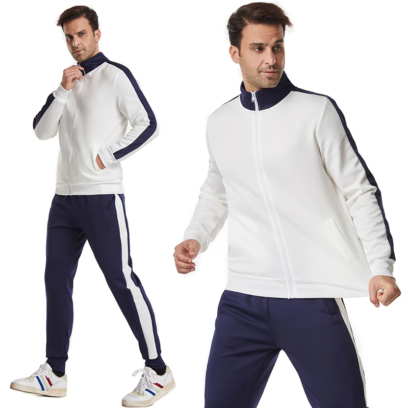 

BHRIWRPY 2023 Spring and Autumn Men's Contrast Zipper Cardigan Stand up Collar Sweater Baseball Set Long Sleeve Sweater Set