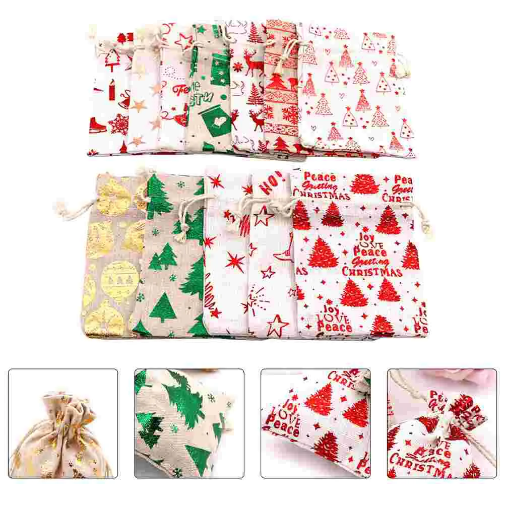 

Christmas Bags Drawstring Bag Gift Pouchburlapdrawstrings Party Favor Wrapping Candy Treat Jute