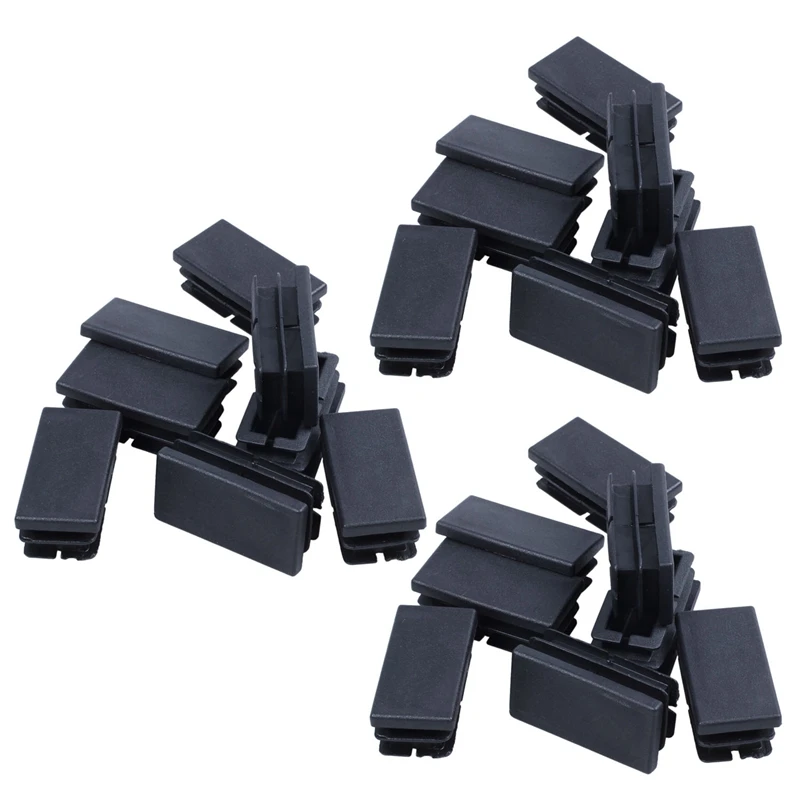 

24 Pcs Black Plastic Rectangular Blanking End Caps Inserts 20Mmx40mm