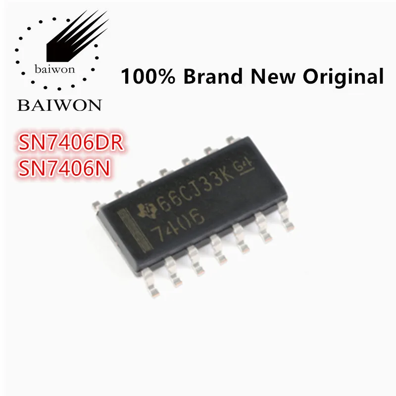 100% Новый оригинальный LSN7406 серии SN7406DR SN7406N Выход высокого напряжения шесть каналов обратный фазовый Буфер/чип драйвера